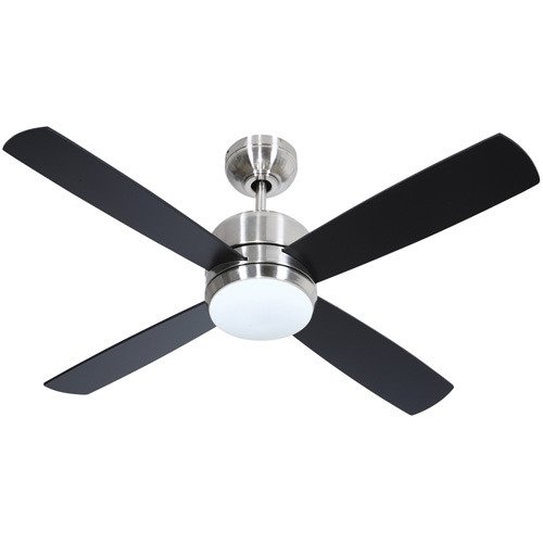 44" Ceiling Fan with Light Kit in Chrome and Opal Frost Glass with Integrated Blades