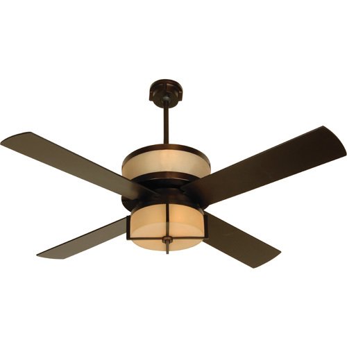 56" Ceiling Fan in Oiled Bronze with Blades and Integrated Light Kit
