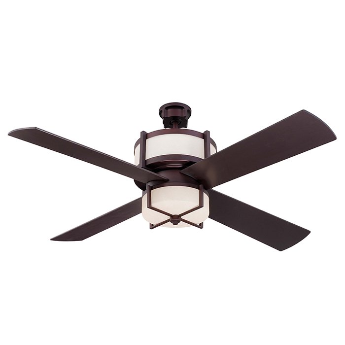 56" Ceiling Fan in Oiled Bronze with Oiled Bronze Blades and White Frost Glass