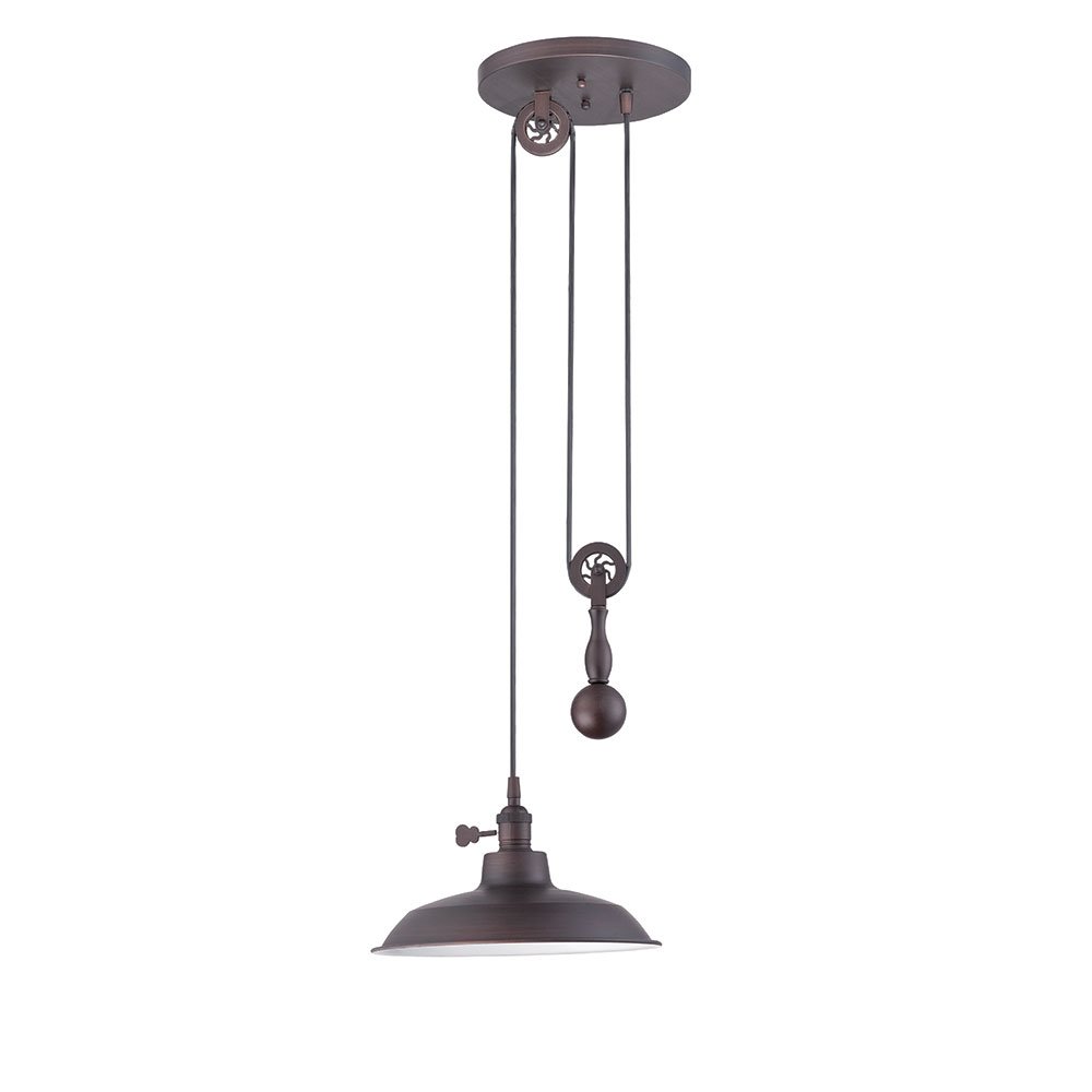 1 Light Pully Pendant in Aged Bronze