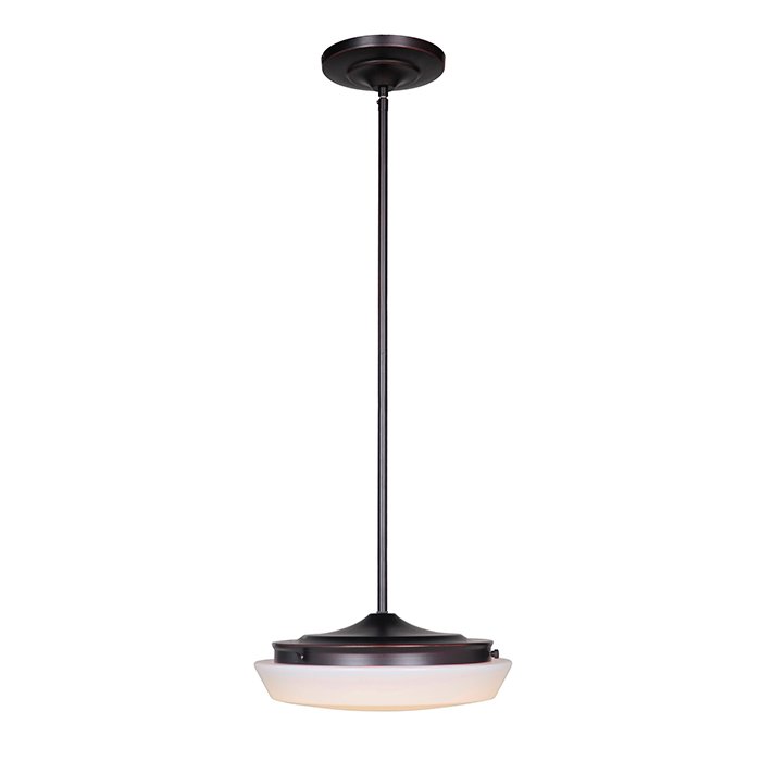 1 Light Mini Pendant with Rods in Oil Bronze Gilded with White Frosted Glass