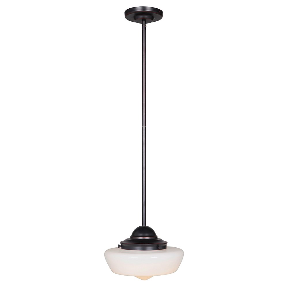 1 Light Mini Pendant with Rods in Oil Bronze Gilded with White Frosted Glass