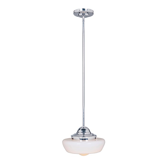 1 Light Mini Pendant with Rods in Polished Nickel with White Frosted Glass