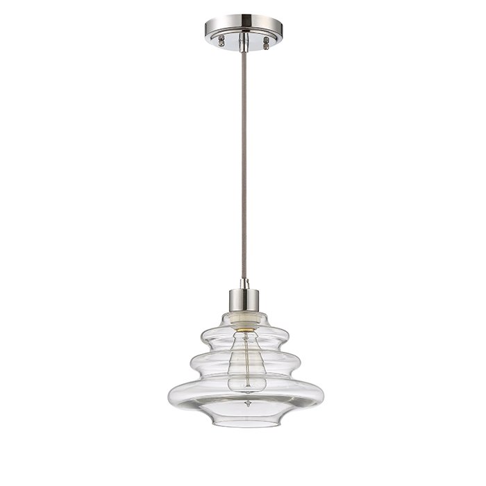 1 Light Mini Pendant with Cord in Chrome with Clear Glass