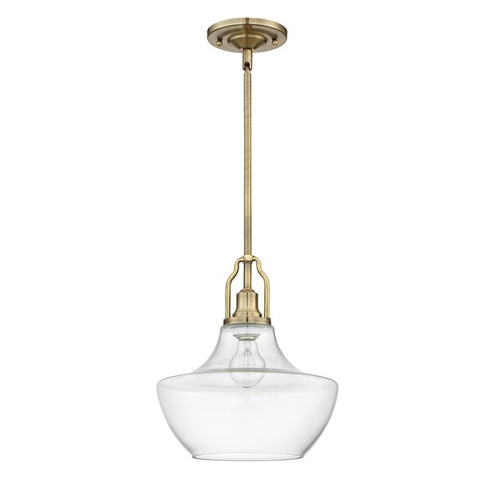 1 Light Mini Pendant with Rods in Legacy Brass with Clear Glass