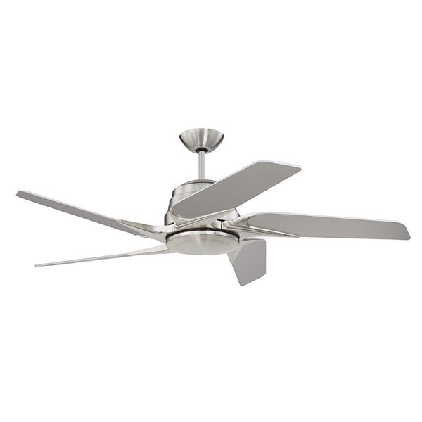 54" Ceiling Fan in Brushed Polished Nickel with Custom Silver Blades and Matte Opal Glass