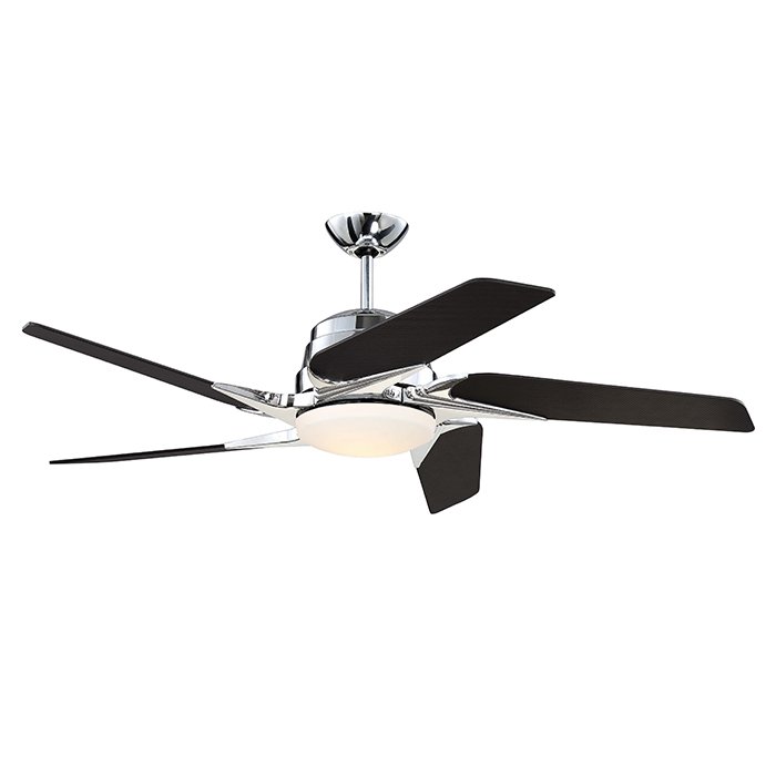 54" Ceiling Fan in Chrome with Custom Carbon Fiber Blades and Matte Opal Glass