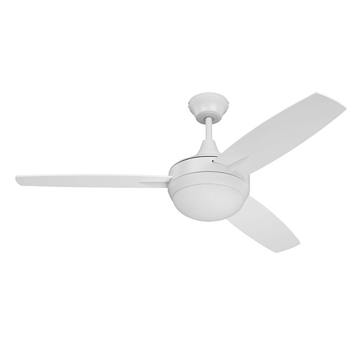 48" Ceiling Fan in White with White Blades and White Frost Glass