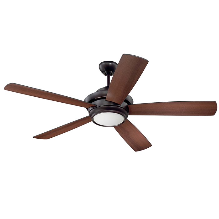 52" Ceiling Fan in Oiled Bronze with Oiled Bronze/Walnut Blades and Matte White Glass