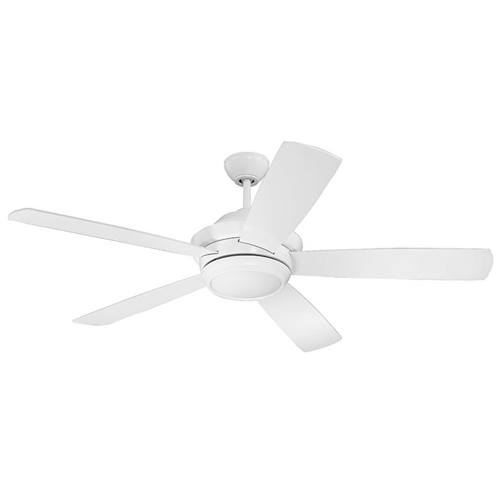 52" Ceiling Fan in White with White Blades and Matte White Glass