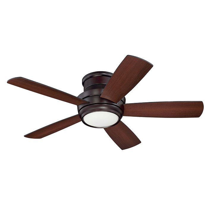 44" Ceiling Fan in Oiled Bronze with Walnut/Matte Black Blades and Matte White Glass