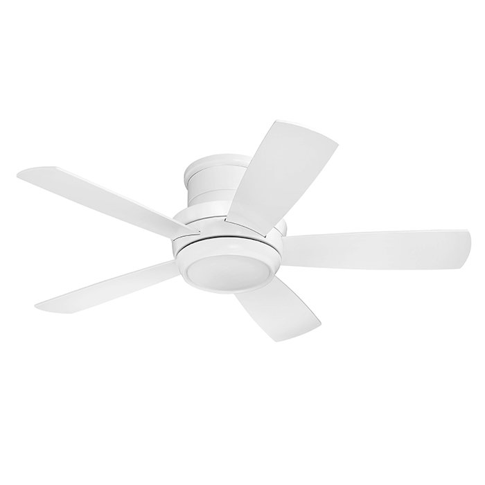 44" Ceiling Fan in White with White Blades and Matte White Glass