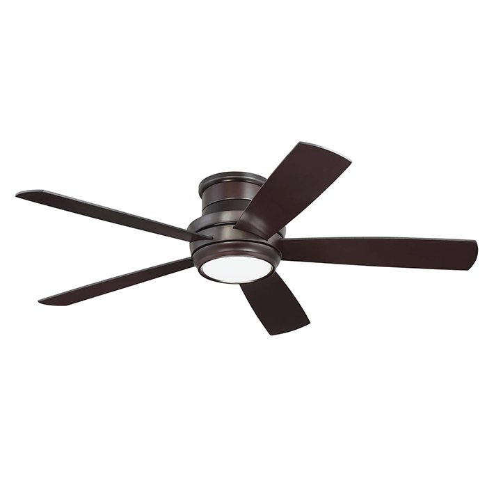 52" Ceiling Fan in Oiled Bronze with Walnut/Matte Black Blades and Matte White Glass