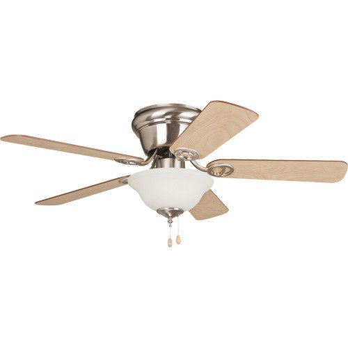 42" Hugger Ceiling Fan with Bowl in Brushed Nickel with Ash/Walnut Blades