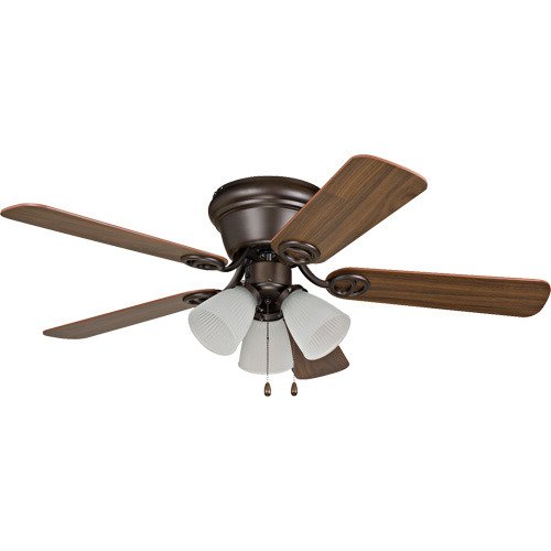 42" Hugger Ceiling Fan with 3 Lights Light Kit in Oil Rubbed Bronze with Classic Walnut Blades