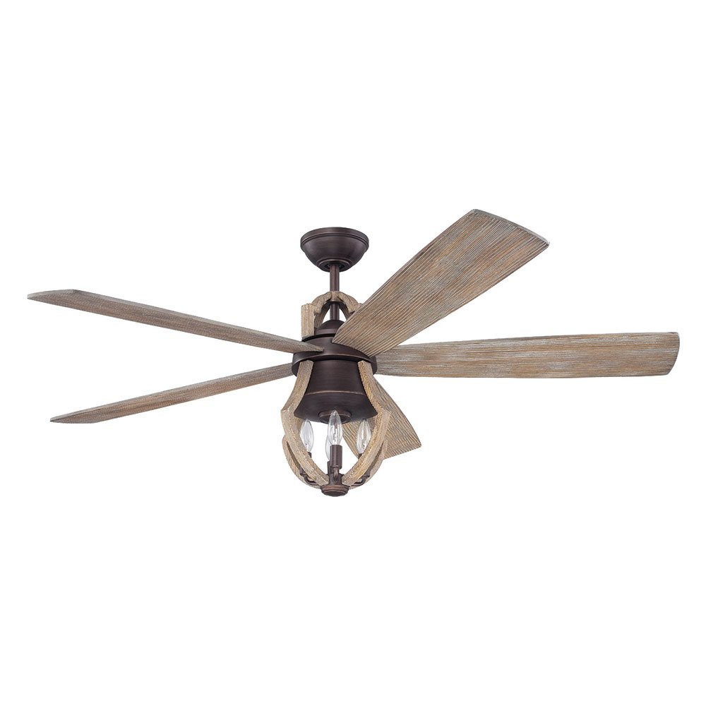 56" Ceiling Fan with Integrated Light Kit in Weathered Pine with Weathered Pine/ABZ Blades