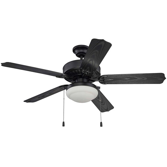 52" Ceiling Fan in Matte Black with Matte Black Blades and Matte White Plastic