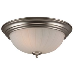 15" Step Pan Melon Flush Mount Light in Brushed Nickel with Frosted Melon Glass
