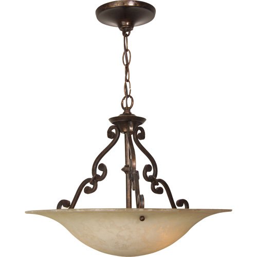 16" Pendant Light in Aged Bronze with Antique Scavo Glass