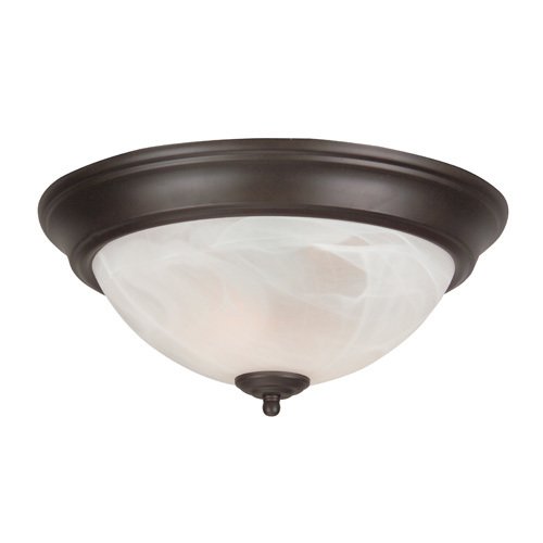 13" Arch Pan Flush Mount Light in Oiled Bronze with Alabaster Swirl Glass