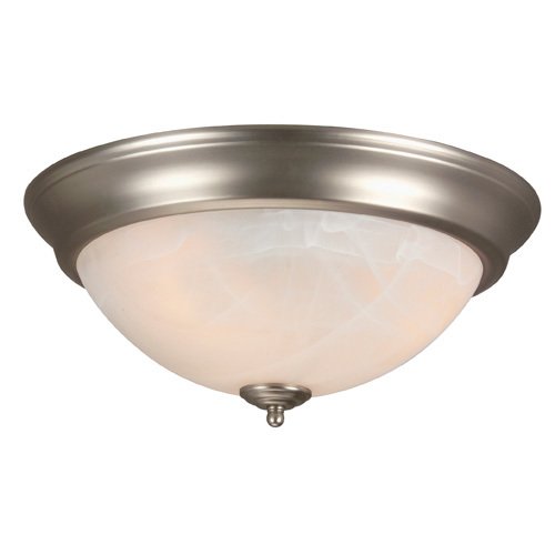 15" Flush Mount Light in Brushed Nickel with Alabaster Swirl Glass