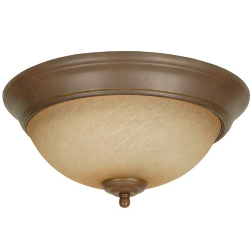 13" Arch Pan Flush Mount Light in Aged Bronze with Tea Stained Glass