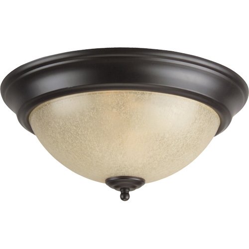 13" Arch Pan Flush Mount Light in Oiled Bronze with Tea Stained Glass