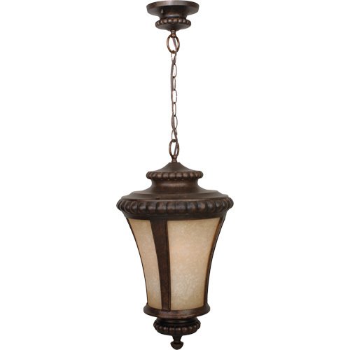 12" Hanging Exterior Light in Peruvian Bronze with Antique Scavo Glass