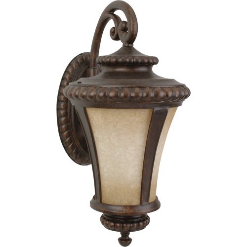 12" Exterior Wall Light in Peruvian Bronze with Antique Scavo Glass