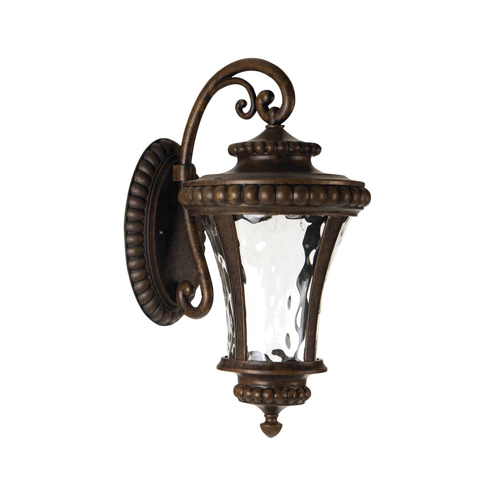 1 Light Medium Wall Mount in Peruvian Bronze with Clear Hammered Glass