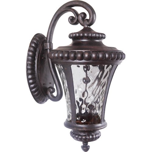 16" Exterior Wall Light in Peruvian Bronze with Clear Hammered Glass