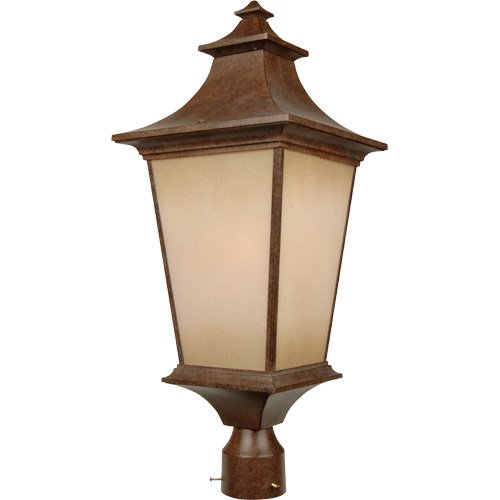 10" Exterior Post Light in Aged Bronze with Champagne Frost Glass