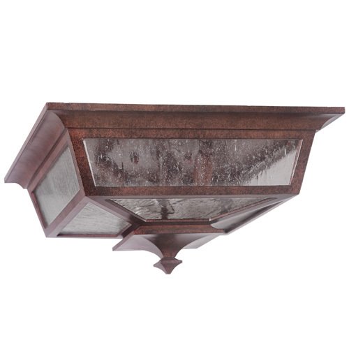 14" Flush Mount Exterior Light in Aged Bronze with Clear Seeded Glass