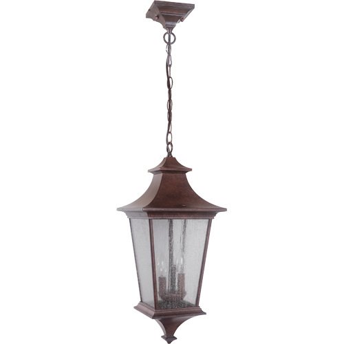 10" Hanging Exterior Light in Aged Bronze with Clear Seeded Glass