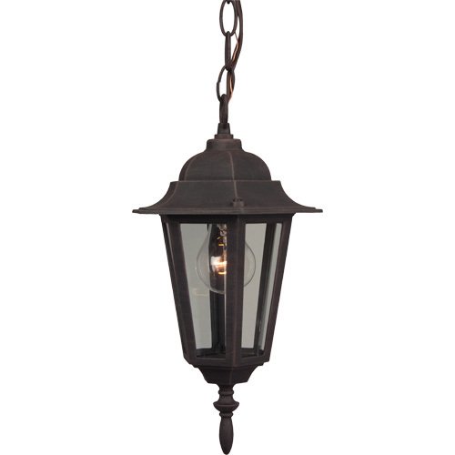 8" Hanging Exterior Light in Rust with Clear Glass