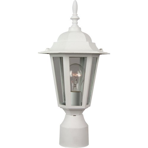 8" Exterior Post Light in Matte White with Clear Glass
