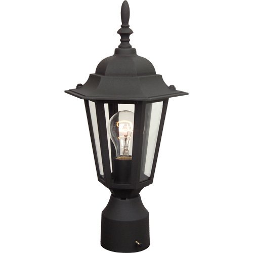 8" Exterior Post Light in Matte Black with Clear Glass