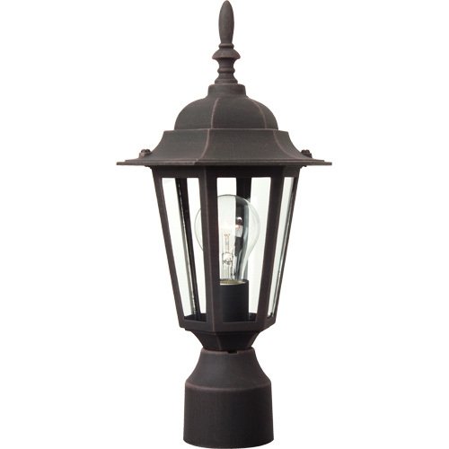 8" Exterior Post Light in Rust with Clear Glass