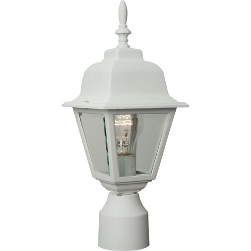 6" Exterior Post Light in Matte White with Clear Beveled Glass