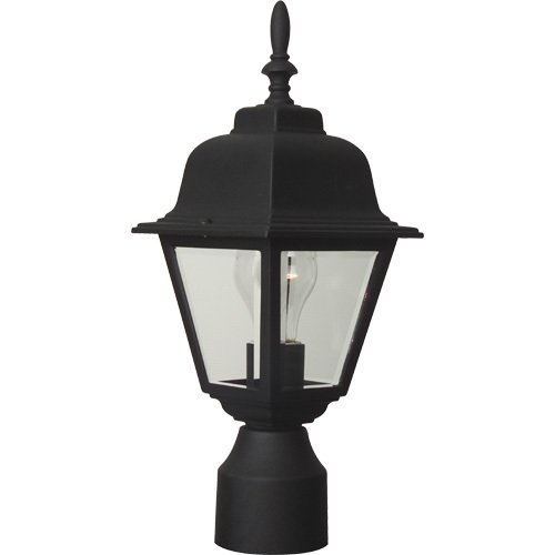 6" Exterior Post Light in Matte Black with Clear Beveled Glass
