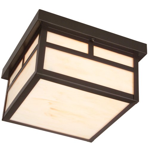 9 1/2" Flush Mount Exterior Light in Burnished Copper with Frosted Glass