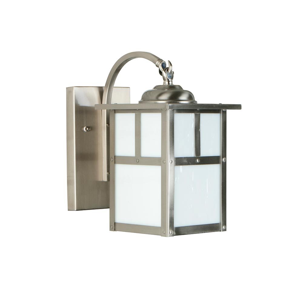 Mission 1 Light Small Wall Mount in Stainless Steel with Frosted Glass
