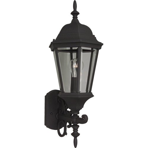 9 7/16" Exterior Wall Light in Matte Black with Clear Beveled Glass