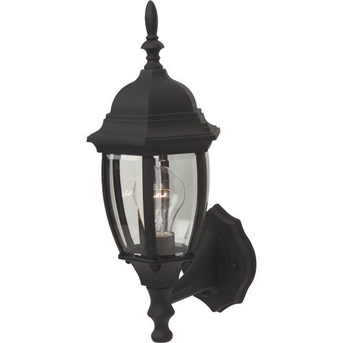 6 1/2" Exterior Wall Light with P/C in Matte Black with Clear Beveled Glass