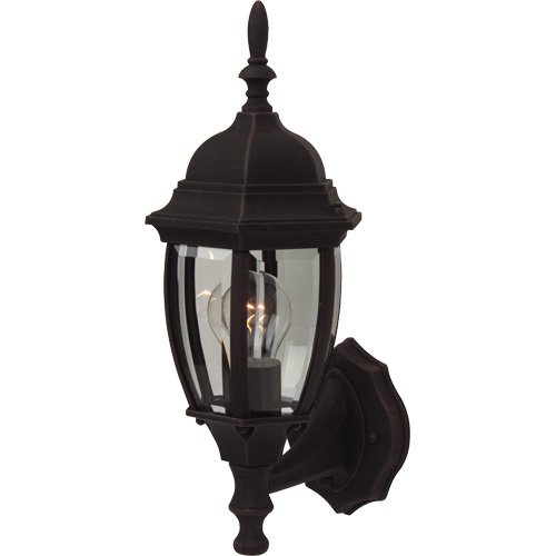6 1/2" Exterior Wall Light with P/C in Rust with Clear Beveled Glass