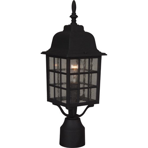 6" Exterior Post Light in Matte Black with Seeded Glass