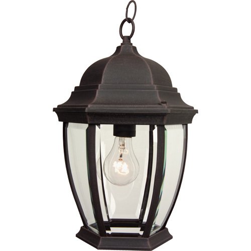 9 1/2" Hanging Exterior Light in Rust with Clear Beveled Glass