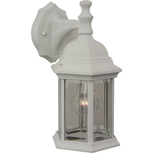 6 1/2" Exterior Wall Light in Matte White with Clear Beveled Glass