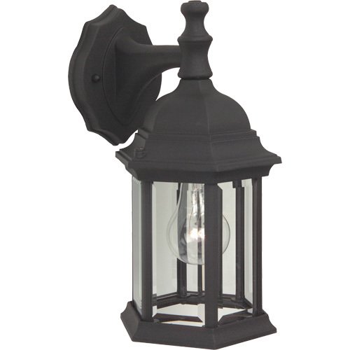 6 1/2" Exterior Wall Light in Matte Black with Clear Beveled Glass