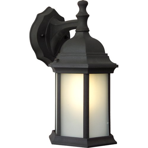 6 1/2" Energy Star Exterior Wall Light in Matte Black with Frosted Glass